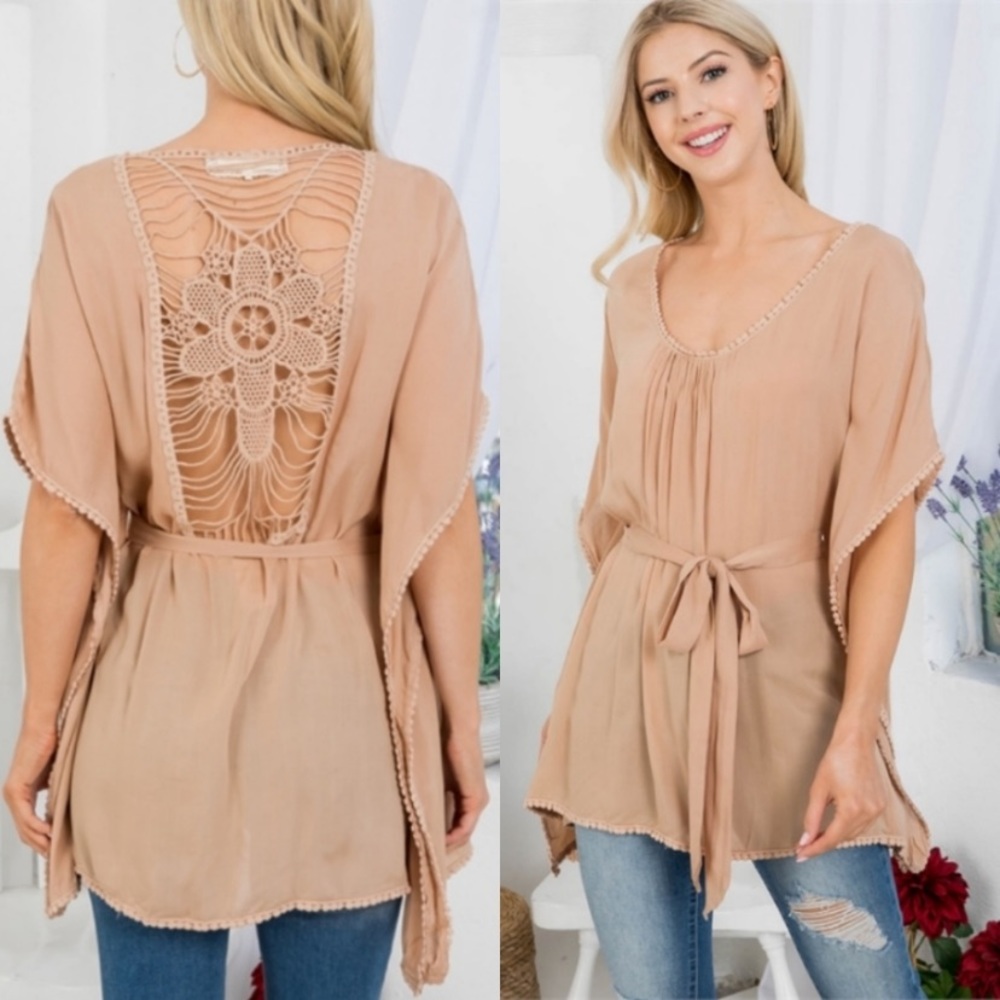 Handmade Crochet Back Kimono Top